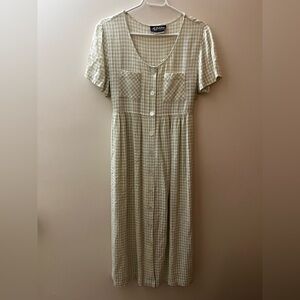 Vintage All that Jazz Green gingham Midi Dress